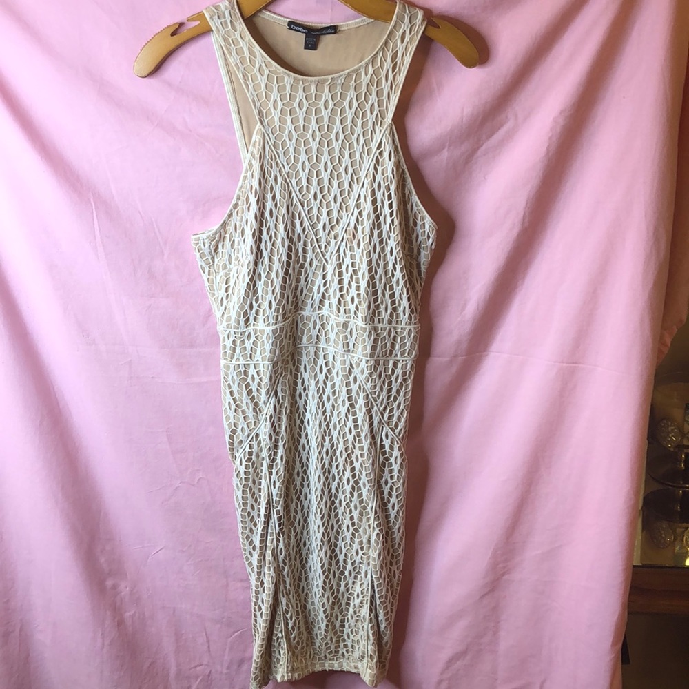 Bebe white and tan dress